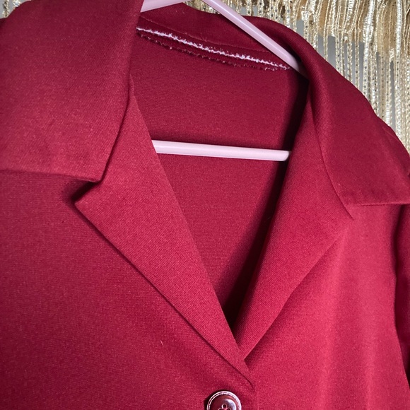 Vintage handmade red unlined 3/4 sleeve button up blazer - Picture 3 of 5